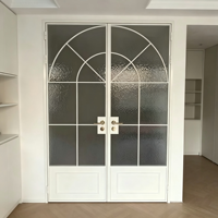 Servicio OEM, Puerta de Vidrio con Marco de Aleación de Aluminio Ultra Delgado, Puerta Abatible de Vidrio y Aluminio con Diseño de Rejilla Arqueada