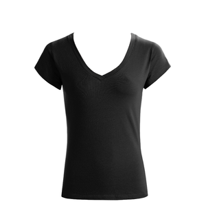 Camiseta de Algodón Peinado con Cuello en V Estampada de Alta Calidad para Mujer y Niña - Product Image 1