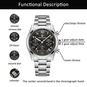 Montres chronographes Pagani Design1773 pour hommes, montre-bracelet analogique en acier inoxydable, montre à quartz pour hommes, verre saphir - Product Image 4