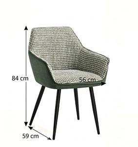 Chaise de salle à manger rembourrée moderne avec accoudoirs, siège en tissu à motifs et pieds en métal pour salle à manger, maison, hôtel - Product Image 3