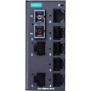 Moxa EDS-2008-EL-M-SC Switch Ethernet No Administrado de 8 Puertos, Entrada de Alimentación de 24V, IEEE 802.3, Montaje en Riel DIN, Redes Industriales - Product Image 1