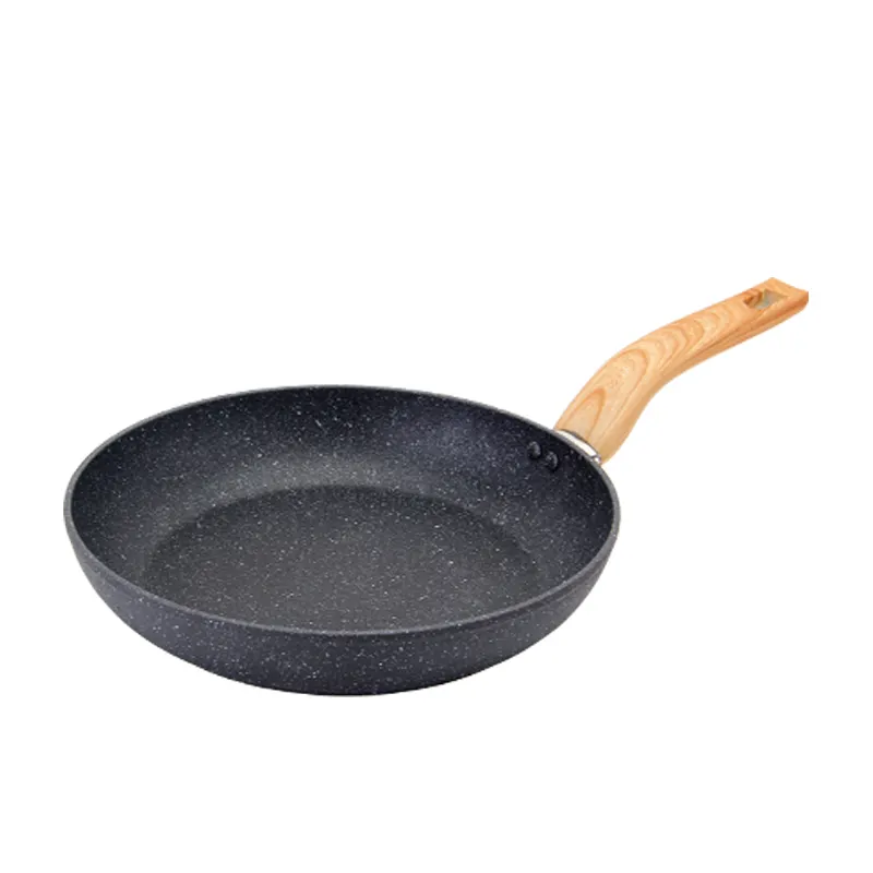 Cheap Hot Sale Kitchen Use Non stick Frying Pan with Black Gold Marble Soft Touch Handle