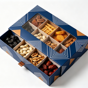 Scatola regalo ecologica Kraft con scomparti, stampa personalizzata <span class=keywords><strong>per</strong></span> confezioni all'ingrosso di frutta secca, biscotti, cioccolato, <span class=keywords><strong>torte</strong></span> e snack. - Product Image 3