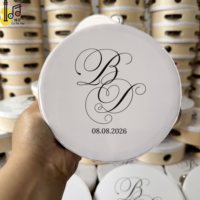 Custom Tambourine Wedding Wooden Wedding Party Favors 6 Inch Handle Dance Playing Noise Maker Musical Instrument Drum toy