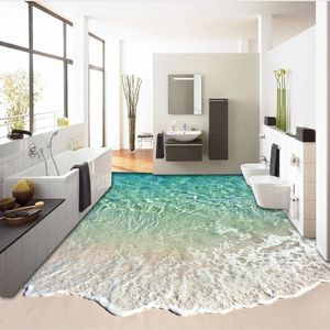 Autoadhesivo personalizado suelo Mural foto papel pintado 3D agua de mar onda impresión 3D suelo pegatinas - Product Image 6