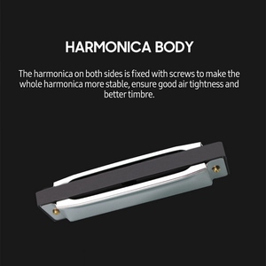 Harmonica Diatonic Blues Harmonica Clé de C 10 Trous 20 Tones Blues <span class=keywords><strong>Harpe</strong></span> Orgue à Bouche Harmonica Coque en acier inoxydable pour débutant - Product Image 2