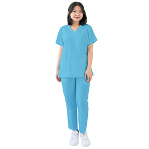 Ensemble de vêtements de travail médicaux classiques marron, deux pièces, haut à col et pantalon à jambe droite, confortable et résistant aux plis, pour une utilisation hospitalière - Product Image 4