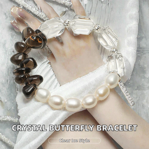 Bracelet tendance en cristal transparent avec perles géométriques en forme de papillon et fermoir OT, cadeau idéal pour elle - Product Image 2