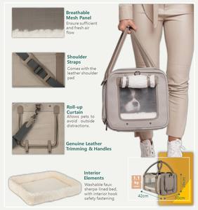 Yan cebi ile 2023 en iyi havayolu onaylı yumuşak-evcil hayvan taşıma çantası evcil hayvan seyahat çantası-lüks kediler Modern katı yastıklı fermuarlı çanta - Product Image 2