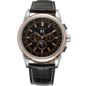 Forsining Nuovi Orologi Meccanici da Uomo con <span class=keywords><strong>Cinturino</strong></span> in Vera <span class=keywords><strong>Pelle</strong></span>, <span class=keywords><strong>Orologio</strong></span> da Polso <span class=keywords><strong>Automatico</strong></span> alla Moda - Product Image 3