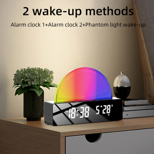 Đồng hồ báo thức mô phỏng bình minh dành cho người ngủ sâu - Đồng hồ kỹ thuật số LED với đèn bàn nhiều màu & sạc USB - Product Image 4