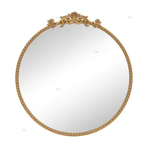 Espelho decorativo circular europeu para parede, espelho decorativo para maquiagem de banheiro e corredor