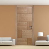 Nouveau produit moderne pré-accroché pas cher porte en bois balançoire chambre salle de bain entrée Semi solide maison panneau de bois cadre de peinture intérieure