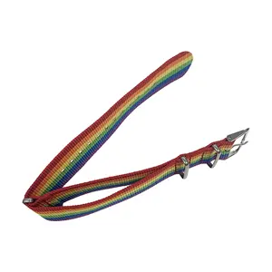 Bracelet arc-en-ciel réglable coloré personnalisé en tissu tissé Gay pride bracelet à rayures arc-en-ciel lgbt vente en gros