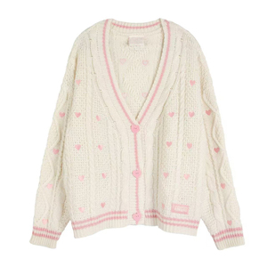 Cárdigan con cuello en V personalizado para mujer suéter con bordado de corazón Rosa álbum de amantes Rosa cárdigan suéter cárdigan con ventilador de <span class=keywords><strong>Taylor</strong></span> - Product Image 1