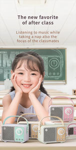 Meilleur mini haut-parleur portable vintage petit haut-parleur rétro sans fil avec son stéréo haut-parleur Bluetooth rose pour enfants cadeaux promotionnels - Product Image 4