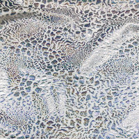 Tissu holographique extensible en polyester avec imprimé serpent personnalisé, effet feuille d'argent brillante, pour vêtements de sport