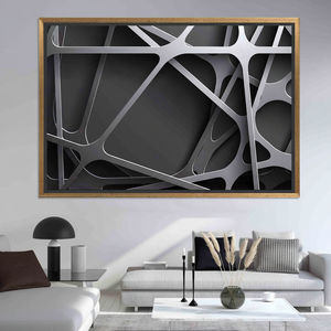 Abstract Metallic Lines Art Deco Panel <b>Canvas</b> Art Modern Printed Hanging Wall Decor Clear <b>Framed</b> <b>Canvas</b> - Product Image 3