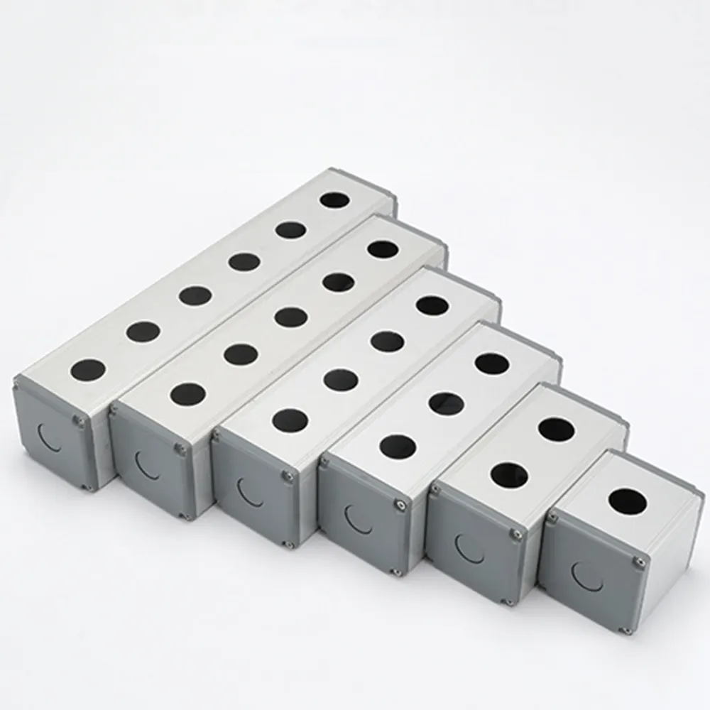 Caja de interruptor de botón pulsador de aluminio impermeable de 16mm 19mm 22mm un orificio para botones de Metal 45*45mm
