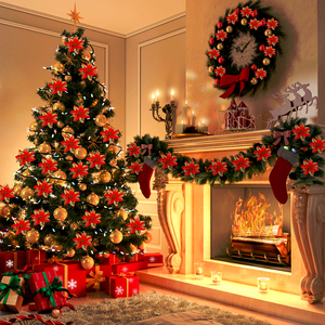 Nouvelles Fleurs Artificielles <span class=keywords><strong>de</strong></span> Noël Artisanales 2025, 14 cm, en Tissu Pailleté <span class=keywords><strong>Doré</strong></span> pour Décorations d'Arbre <span class=keywords><strong>de</strong></span> Noël - Product Image 3