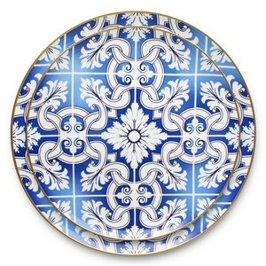 Modern Style Custom Porcelain Plate Deep Blue Pad Printing Ceramic Dessert Dish Fine Bone China Dining Plates - Product Image 3