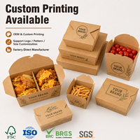 Boîte à lunch multi-compartiments en kraft avec carton pliable pour service de restauration, personnalisation du logo disponible