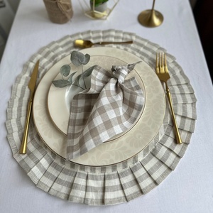 Personalized Ruffle Edge <b>Linen</b> Placemat Embroidered Monogram Dining <b>Table</b> <b>Cloth</b> 100% Pure <b>Linen</b> Napkins for Hotel Custom - Product Image 5