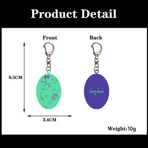 Porte-clés en acrylique motif dessin animé -UP avec JIMIN SUGA JIN RM pour impression UV, tendance mode, vente en gros, cadeau pour fans - Product Image 3