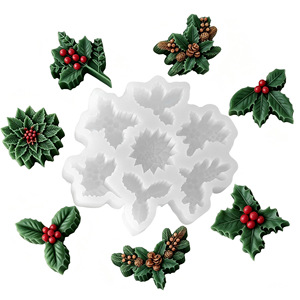 Christmas Candle <b>Mold</b> Holly Leaves Pinecone Candle Silicone <b>Mold</b> <b>Epoxy</b> <b>Resin</b> Casting Mould DIY Christmas Holly Leaves Berry <b>Mold</b> - Product Image 1