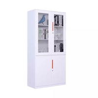 Armoire de classement ignifuge de bureau en acier avec porte battante, meuble de rangement, présentoir d'articles, porte en verre trempé