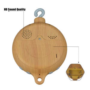 Mobile musical rotatif en bois écologique pour berceau, 35 berceuses, fonctionne à piles, volume réglable, crochet rotatif, finition polie - Product Image 5