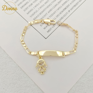 Grazioso Ciondolo Regolabile Placcato Oro per Bambini, Bracciale con Catena Figaro, Gioielli Impermeabili per Ragazzi <span class=keywords><strong>e</strong></span> Ragazze, Idea Regalo - Product Image 1