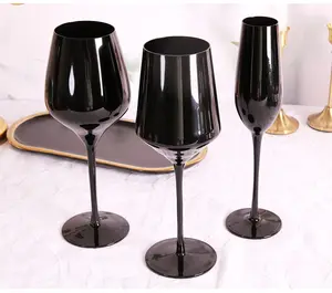 באיכות גבוהה יוקרה מודרנית יוקרה שחורה גובלת קריסטל goblet שמפניה זכוכית יין