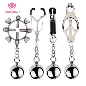 SacKnove Clip per Capezzoli in Acciaio Inox con Sfera di Gravità, Gioielli per il Seno, Giocattoli Erotici per Donne - Product Image 1