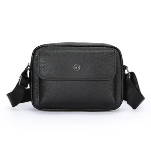 Sac bandoulière homme en PU noir, léger, classique, simple et décontracté, de haute qualité, le plus populaire, personnalisable en usine - Product Image 1