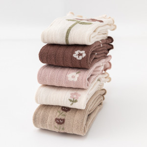 Calcetines por encima de la rodilla con flores de estilo coreano bohemio <span class=keywords><strong>para</strong></span> bebés, <span class=keywords><strong>medias</strong></span> largas con volantes y volantes, calcetines hasta la rodilla con estampado Floral <span class=keywords><strong>para</strong></span> niños y niñas - Product Image 5