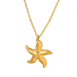 Collar Minimalista con Colgante de Estrella de Mar en Acero Inoxidable Chapado en Oro de 18K para Mujer, Estilo Romántico, Joyería Resistente al Deslustre - Product Image 1