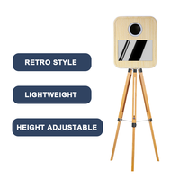 Cabine Photo Vintage Professionnelle Appareil Photo DSLR Portable avec Écran Tactile 15,6 Pouces pour Mariages et Événements en Bois