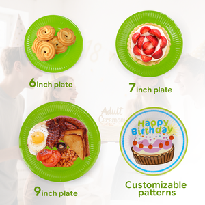 Assiettes en papier jetables écologiques de 9 pouces, revêtement PE de qualité alimentaire, biodégradables, logo personnalisé, marque XIEFA, usage commercial pour les fêtes - Product Image 2