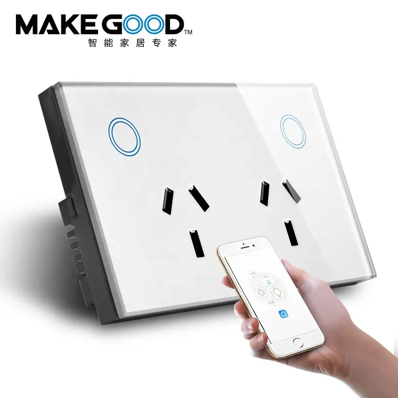 Au Standaard Smart Double Wall Socket Saa Wifi Gpo Met Energie Monitoring Touch Outlet