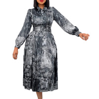 Robe imprimée taille haute à manches longues avec ceinture, nouvelle collection, grandes tailles