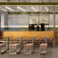Ensemble de table et tabourets de café commercial pour bistrot, restaurant, café, avec structure en alliage d'aluminium, banc en mousse et plateau en contreplaqué