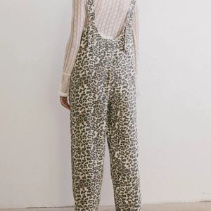 Moda mujer leopardo Jeans bolsillo holgado mono monos tirantes pantalones casuales Pantalones - Product Image 2