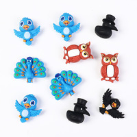 Perles en silicone 3D en gros, motifs Paon, Hibou, Corbeau de dessin animé, perles focales, perles stéréo, accessoires pour stylos DIY