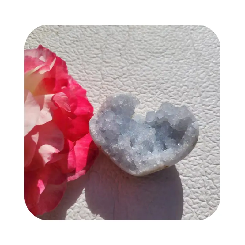 wholesale bulk charming natural blue calcite cluster hearts healing quartz blue celestite geode gift specimen for fengshui