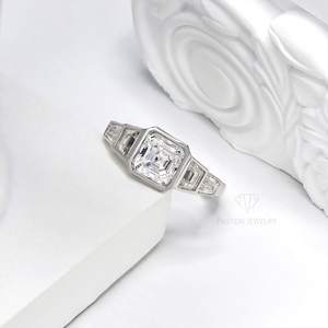 Anelli di Gioielleria Fine Personalizzati Paston, Anello Moissanite Asscher 6*6mm 1ct con Certificato GRA, Anelli di Fidanzamento per Donne - Product Image 2