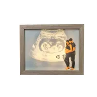 Cadre photo lumineux 4D moderne, fait main, écologique et durable, avec motif floral, pour échographie de grossesse et souvenir de nouveau-né