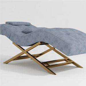 Modern Luxury Pink Gold Beauty Salon Furniture Facial Spa Bed Adjustable <b>Reclining</b> Eyebrow Lash Bed for Sale - Product Image 4