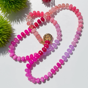 <span class=keywords><strong>Collana</strong></span> di Gemme di Giada <span class=keywords><strong>Rosa</strong></span> in Stile BUBBLEGUM BLISS, Perle di <span class=keywords><strong>Quarzo</strong></span> <span class=keywords><strong>Rosa</strong></span> 5*8mm, <span class=keywords><strong>Collana</strong></span> Artigianale con Perline per Donne e Ragazze, Gioielli da Vacanza - Product Image 3