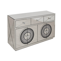 Table d'appoint moderne de luxe, buffet rectangulaire scintillant, élégante table circulaire à manger en cristal pour la maison, l'hôtel et le salon